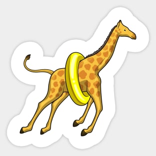 Giraffe Swimming Lifebuoy Sticker